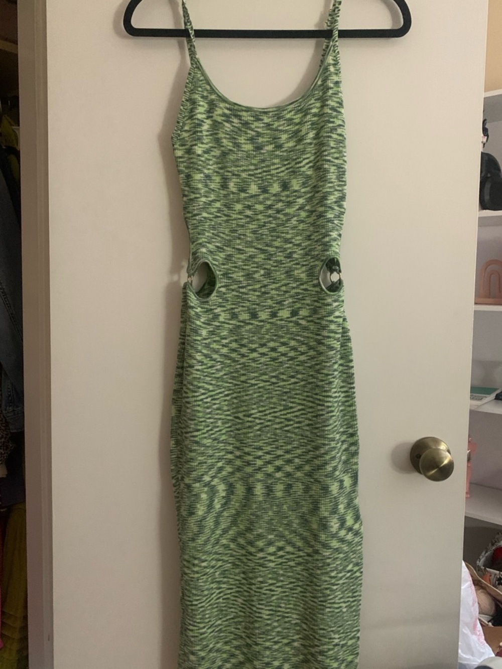 Green Knit Cutout Midi Dress - Women's